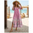 Elegant Dresses For Women Holiday V-Neck Long Dress 3d Vintage Flowers Print Short Sleeve Slit Skirt Summer New Beach Dresses - Lootquake