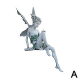 Flower Fairy Sculpture Garden Landscaping Yard Art Ornament Resin Turek Sitting Statue Outdoor Angel Figurines Craft Decoration