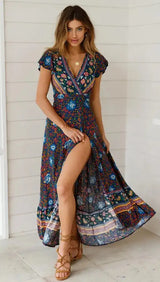 Vestido largo sexy con estampado de vacaciones de verano 2024 para mujer
