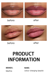 Crystal translucent color-changing jelly lipstick, moisturizing crystal lip gloss, long-lasting lip balm for daily makeup