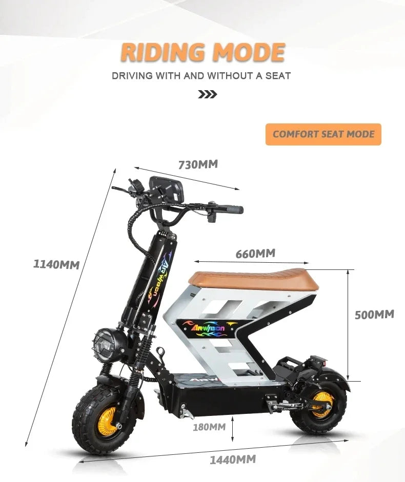 m10 8000W 60V 65AH large electric scooter max speed 90-120km/H 13inch off-road tyres lcd display removable large seat  escooter