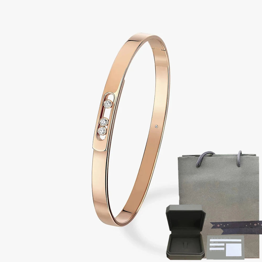 Pulsera de mujer en plata de ley S925, serie clásica MOVE/TWIN, pulsera de diamantes franceses, regalo navideño, joyería de alta calidad.