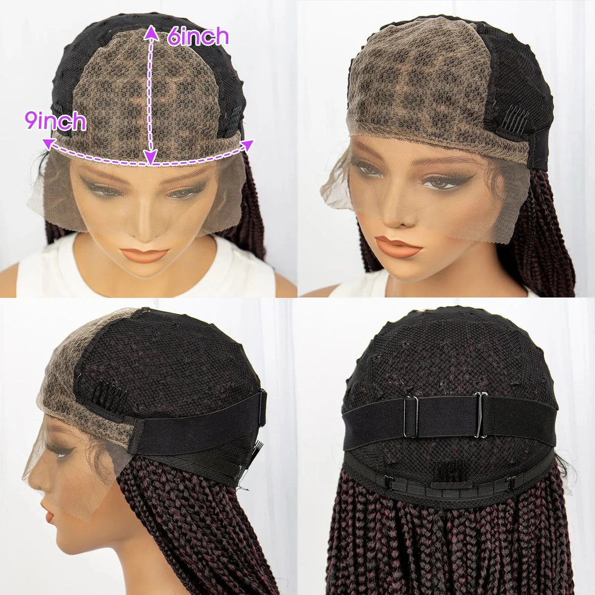 36 Inch Synthetic Braided Wigs Knotless Boho Braided Lace Wigs with Curly Ends Lace Front Braiding Hair Wig for Black Women