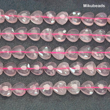 Wholesale Natural 3.8-4.8x8mm Madagascar Pink Quartz Crystal Faceted Heart Shape Stone Loose Beads For Making DIY Necklace - Lootquake