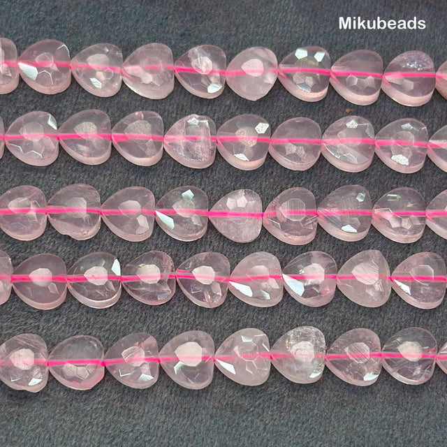 Wholesale Natural 3.8-4.8x8mm Madagascar Pink Quartz Crystal Faceted Heart Shape Stone Loose Beads For Making DIY Necklace - Lootquake