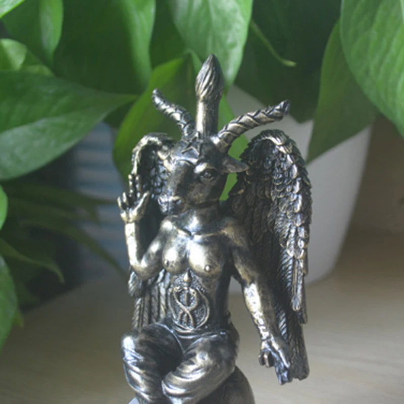 Horned God Baphomet, Sabbatic Goat Statue; Mendes Divine Goat Idol; Satanic Church Resin Figurine