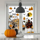 Halloween Pumpkin Window Sticker Haunted House Bat Ghost Glass Wall Sticker Room decor Trick or Treat Halloween Party supplies