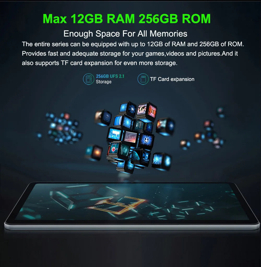 Tablette 14,1 pouces, version mondiale, non ouverte, Android 2025, 12 Go + 256 Go, 1920 x 1080, appels 4G, Wi-Fi 5G, 10 000 mAh