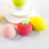 Lot de 4 houppettes à poudre de maquillage souples en forme de fruits, éponges en forme d'œuf de beauté, houppettes cosmétiques, éponges à fond de teint souples, outil de beauté