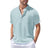 New Mens Henley Short Sleeve Casual Shirt Summer Cotton Shirts Beach Shirts Banded Collar Tshirts lightweight Shirts with Pocket - Lootquake