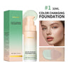 Base de maquillaje Lakerain que cambia de color CC Cream, base de maquillaje facial resistente al agua, base líquida, corrector impecable de larga duración.