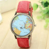 Cool Mini World Fashion Quartz Watch Men Unisex Map Airplane Travel Around The World Women Leather Dress Wrist Watches - Lootquake