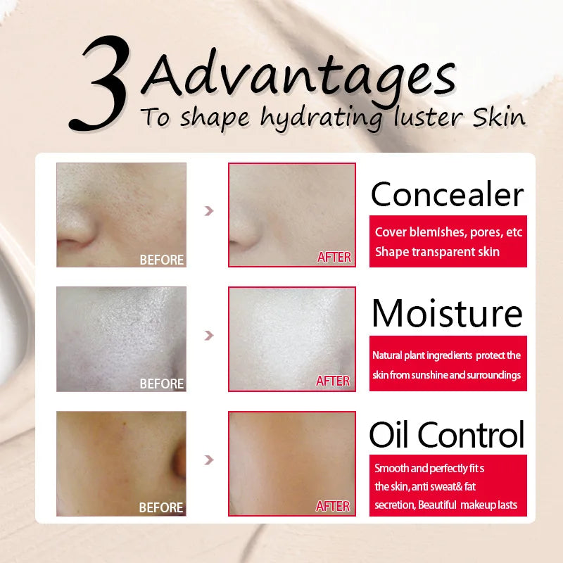 Base de maquillaje líquida profesional para rostro, cobertura total, corrector, hidratante, control de grasa, base de maquillaje, iluminador, maquillaje facial.