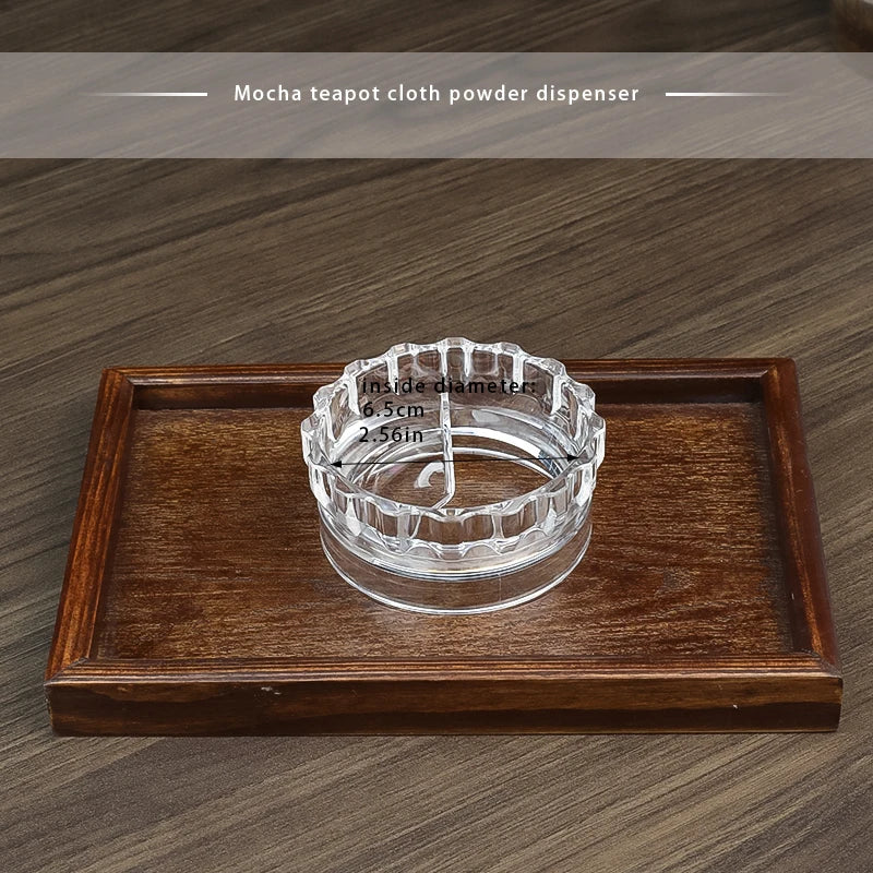 Mocha pot powder dispenser, fabric powder dispenser, powder pressing and filling tool