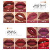 O.TWO.O 12 colores Lápiz labial mate aterciopelado de alta calidad Maquillaje de labios de larga duración Resistente al agua Fácil de usar Brillo labial líquido mate