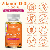 Vitamina D3 2000 UI 50 mcg Cápsulas de vitamina D3 Función muscular saludable Ayuda a mantener la salud inmunológica Huesos y dientes fuertes