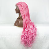 36" Water Wave Braided Wig | Lace Front | Baby Hair | Long Braids