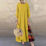 Women's Fashion Casual Loose Big Swing Half Sleeve Long Dress Floral Holiday Maxi Dress Plus Size Vestidos Longos Robe - Lootquake