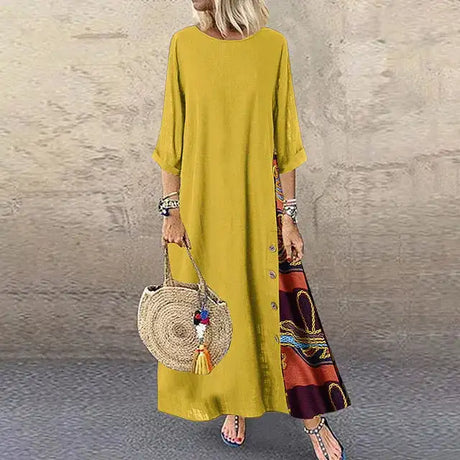 Women's Fashion Casual Loose Big Swing Half Sleeve Long Dress Floral Holiday Maxi Dress Plus Size Vestidos Longos Robe - Lootquake
