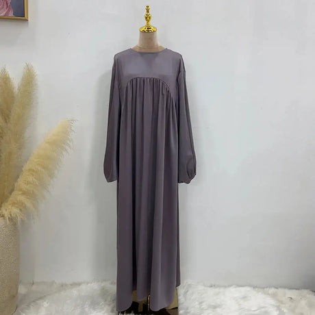 Plain Abaya Muslim Long Dress Women Balloon Sleeve Casual Islamic Clothing Dubai Turkish Modesty Kaftan Ramadan Eid - Lootquake