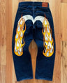 Jeans Women Gothic Y2K Retro Streetwear Black Cargo Punk Vintage Kpop Print Wide Leg Denim Panrts Female Autumn Trousers Pants - Lootquake