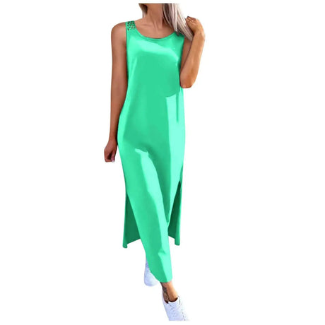 Womens Summer Dress Long Dress Casual Loose Maxi Dresses Beach Outfit 2024 Resort Women Summer Dress Sleeveless Large Nightshirt - Lootquake