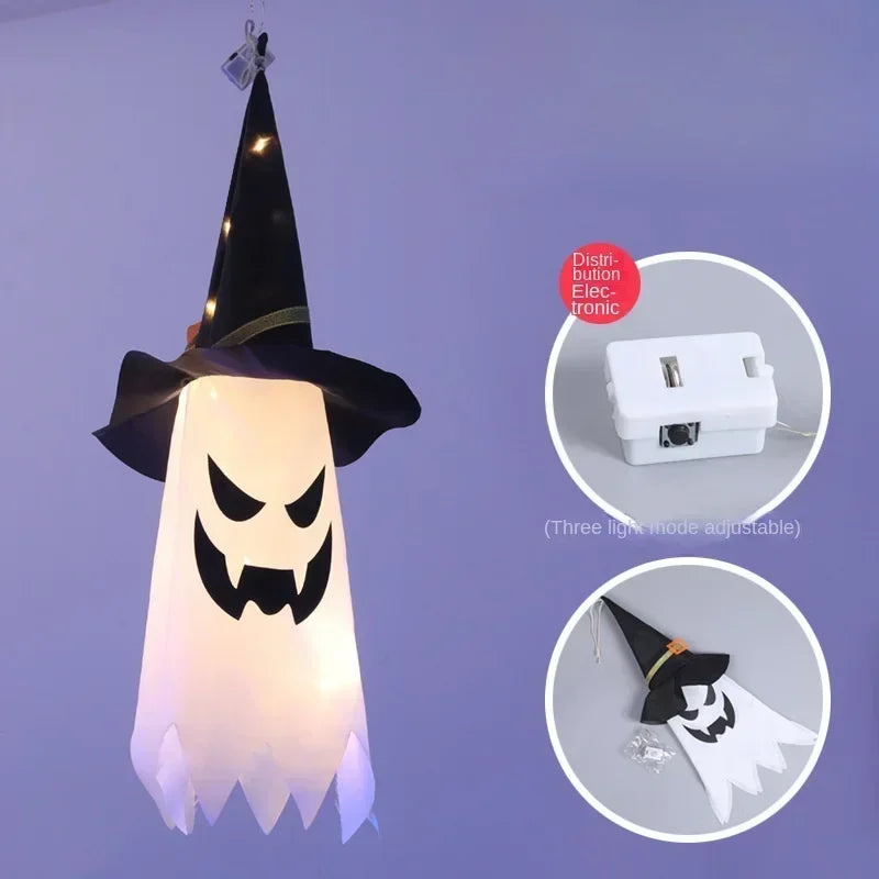 New Halloween Horror Atmosphere Creative Hanging Decorations Haunted House Scene Decoration LED Lights Ghost Party Garden