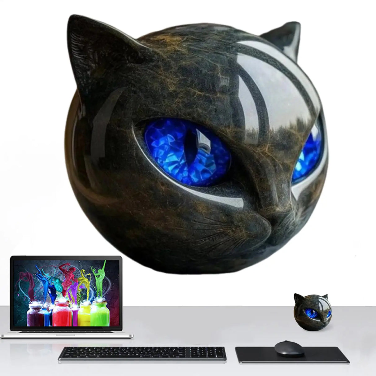 Sculpture en pierre de chat noir de luxe, sculpture en pierre de chat noir, statues de chat, décoration d'intérieur pour bureau, Halloween, chambre à coucher, bibliothèque