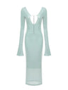 BEVENCCEL Sexy Luxury Sequins Deep V Long Sleeve Backless Sequins Long Dress Elegant  Bodycon Maxi Evening Party Clubwear Dress