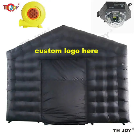 8x6m Black Inflatable Nightclub Tent with Disco Light N Fog Machine Portable Carnival Inflatable Party Tent House - Lootquake