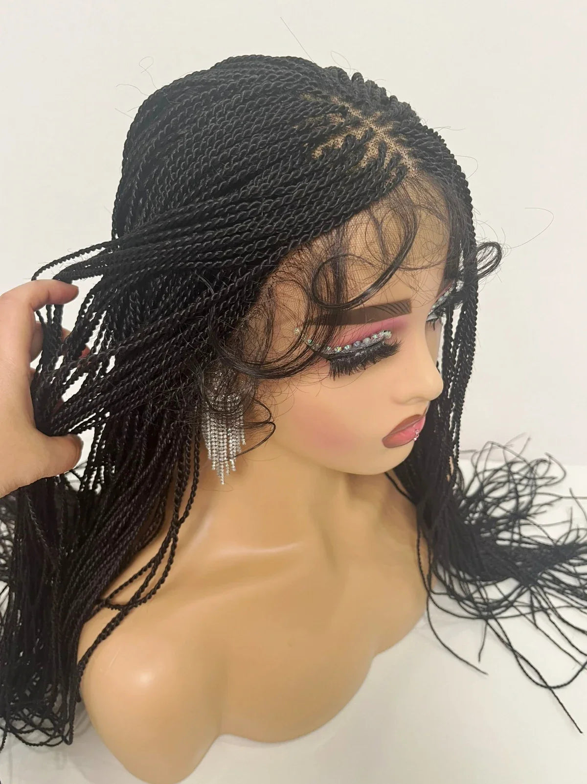 28" Micro Twist Braiding Lace Wig | Senegalese Twist Style | Transparent Lace Front Wig | Kanekalon Hair