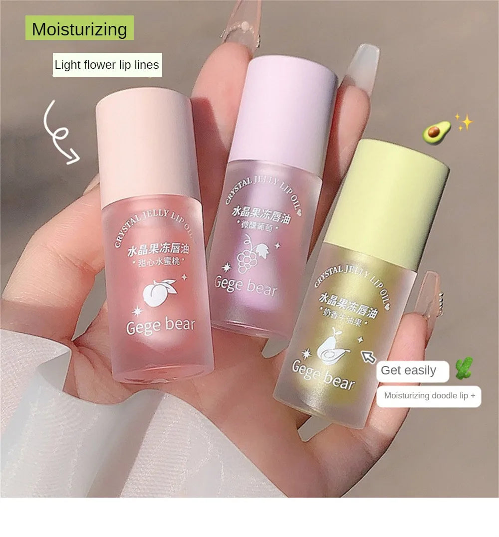 Fruity Crystal Jelly Lip Oil Hydrating Plumping Lip Coat for Lipstick Clear Lip Plumper Serum Tint Lips Care Makeup Cosmetic