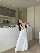 Vestido de vacaciones de verano estilo tailandés con espalda abierta, cuello halter, antiedad, para fotografía, playa, largo, con cinturón