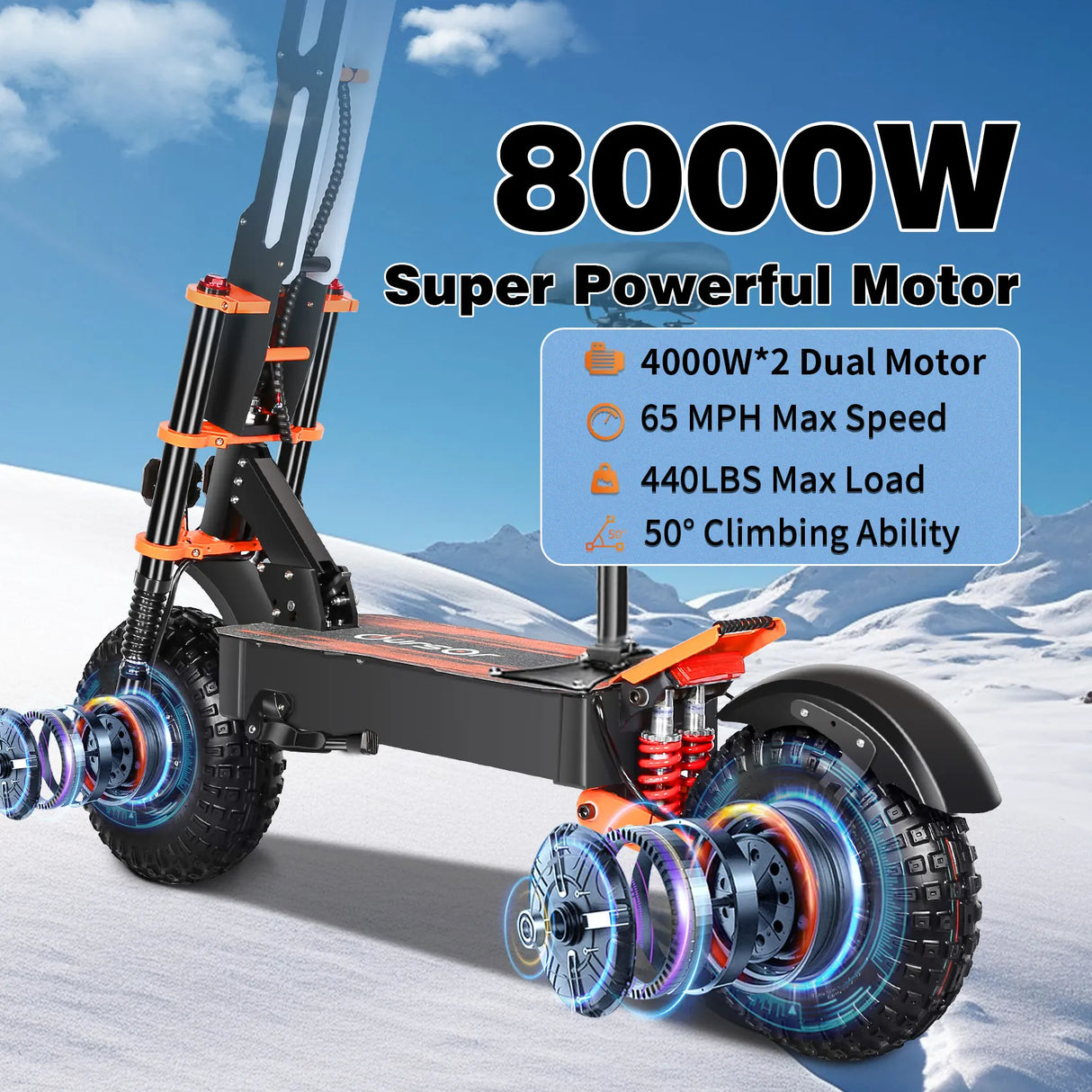 Patinete eléctrico todoterreno para adultos X8P mejorado, 8000 W, 60 V, 38,4 Ah, 13/14 pulgadas, motor dual, velocidad 100 km/h, kilometraje 120 km, 2025