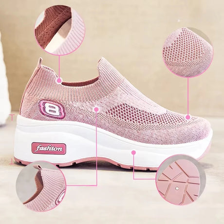 Women Orthopedic Walking Shoes Breathable Mesh Slip-On Sneakers Nursing Work Comfortable Casual Cushion Athletic Running Joggers - Lootquake
