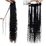 Boho Box Braids Crochet Human Hair Extensions | Curly Weave Bundles | Brazilian Hair | Natural Black | For Braiding & Styling