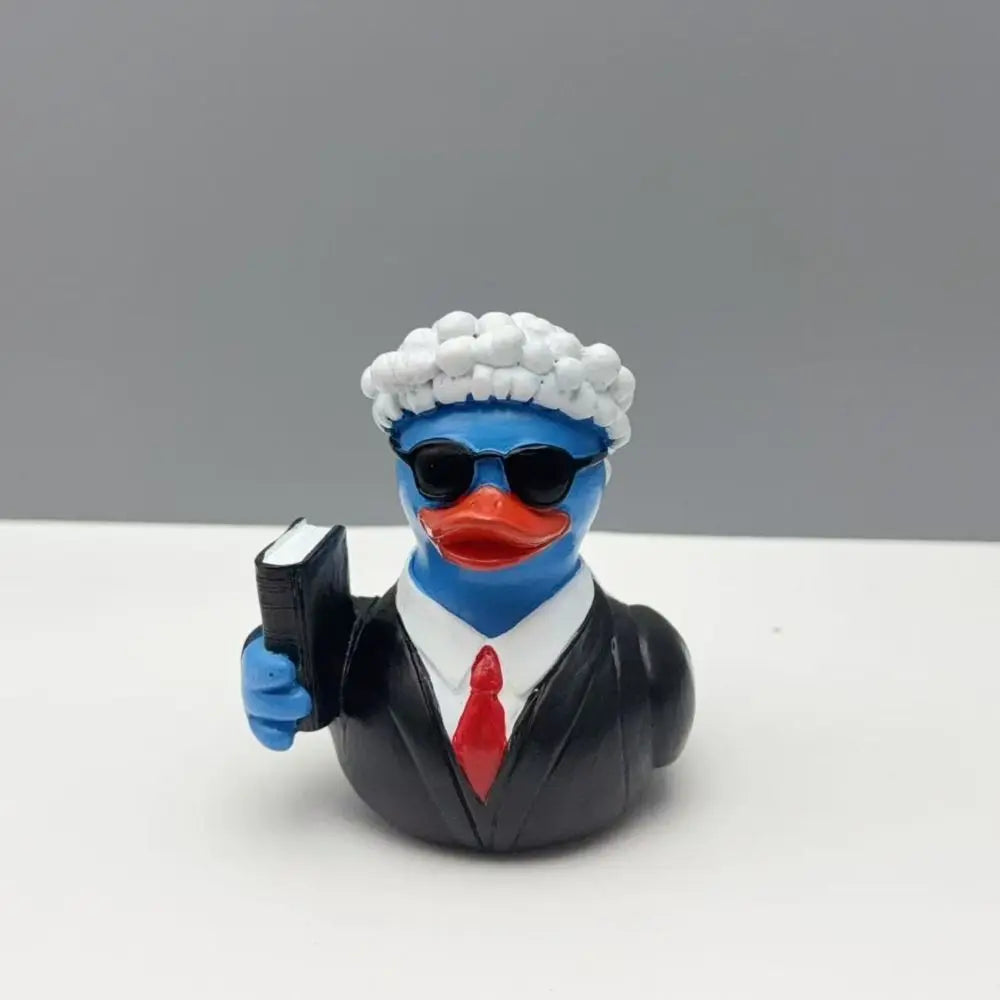Estatua de pato de resina artesanal, adorno de dibujos animados, escultura creativa de animales, lindas miniaturas impermeables, figurita de gabinete