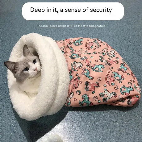 Tunnel Cat Nest Dog Nest Four Seasons Universal Warm Closed Cat Bed Pet Supplies Cartoon Cat Nest Mat Pet Mat Pet Sleeping Bag - Lootquake