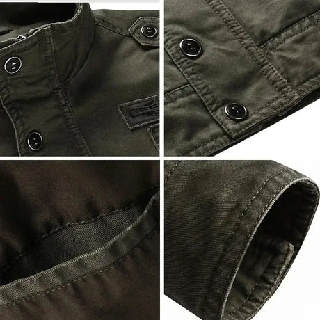 Men Work Jacket Spring and Autumn 2024 New Solid Color Retro Embroidery Outdoor Camping Windproof Coat Men Slim Fit windbreaker - Lootquake