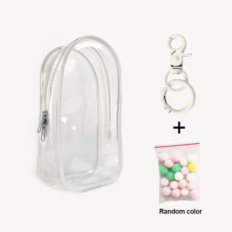 Colorful Transparent Protector Case Organizer Box for 17cm Labubu Plush Dolls Outdoor Display Bag With Keychain Doll Accessories - Lootquake