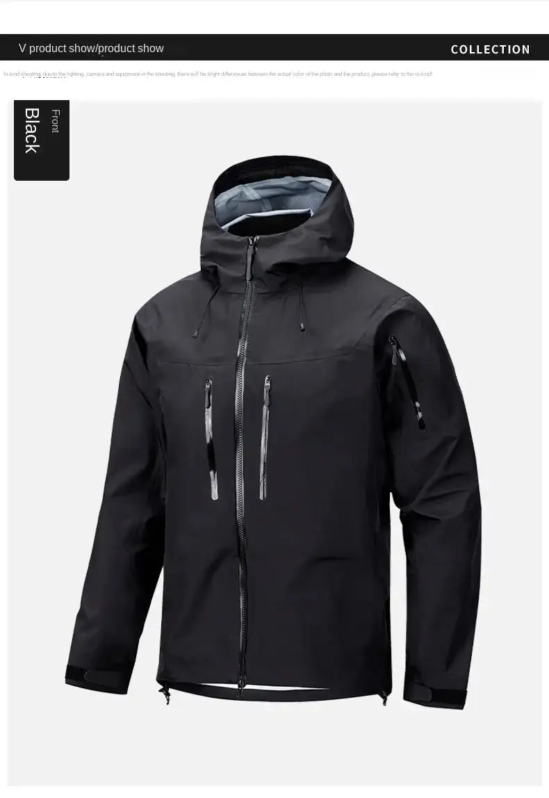Jacket Men's Sports Casual Soft-shell Zipper Pocket Water Repellent Windbreaker New Autumn Functional Camping Hooded Raincoat - Lootquake