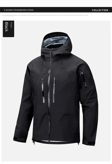 Jacket Men's Sports Casual Soft-shell Zipper Pocket Water Repellent Windbreaker New Autumn Functional Camping Hooded Raincoat - Lootquake