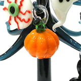 Halloween Decor Cute Glass Tree Figurine Ornaments with Mini Owl Spider Bat Pumpkin Cross Ghost Evil Eye Heart Moon Hat Pendant