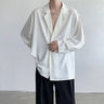 Black White Long Sleeved Shirt Men Oversized Social Mens Dress Shirt Korean Loose Ice Silk Shirt Mens Office Formal Shirts M-XL - Lootquake