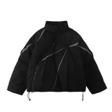 American Cotton Padded Jacket Men Women Winter High Street Thicken Warm Stand Collar Coat Hip Hop Loose Cutting Design Outwear - Lootquake