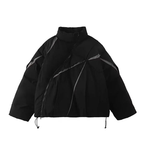American Cotton Padded Jacket Men Women Winter High Street Thicken Warm Stand Collar Coat Hip Hop Loose Cutting Design Outwear - Lootquake