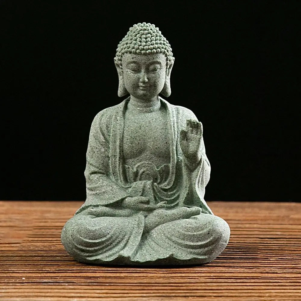 Decoración de pecera de Buda de arenisca, artesanía de Buda de meditación, escultura zen de Buda, micropaisaje, estatua de pecera