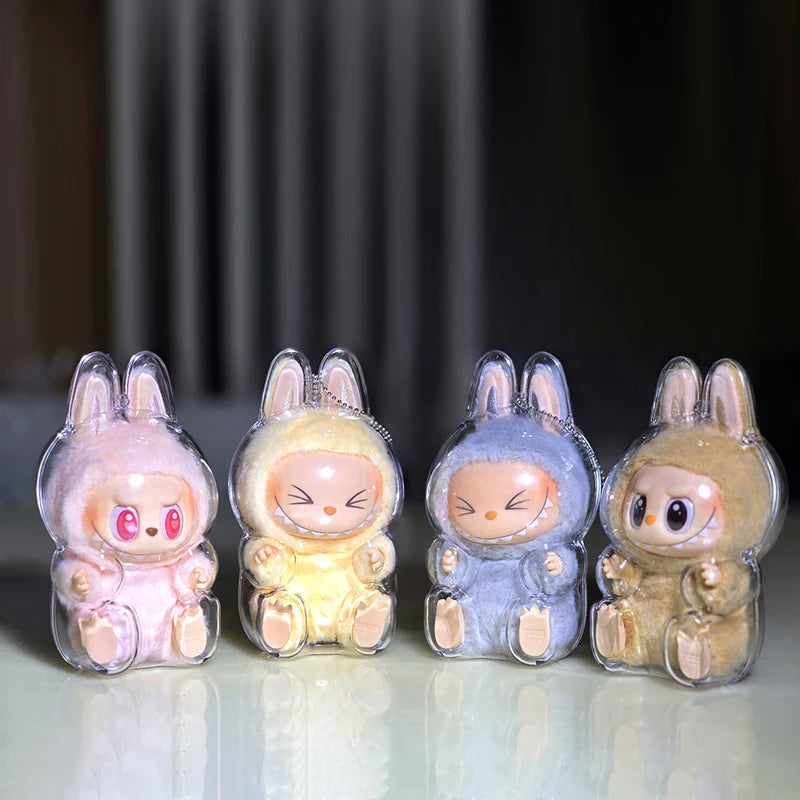 LABUBU Étui transparent pour siège Labubu Étui en plastique Sac à dos Charms