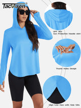 TACVASEN UPF 80+ Quick Dry Hooded T-Shirts Womens Summer Long Sleeve Sun UV Protection Tees Breathable Thumb Holes Pullover Tops - Lootquake