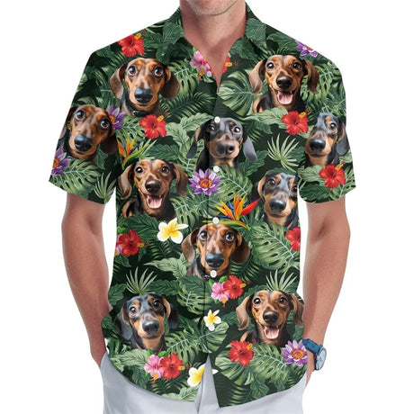 3D Full Print Hawaiian Dachshund Graphic Shirt For Men Summer Casual Button Up Surfing Beach Shirts Blusas Mens Oversize Tee Top - Lootquake